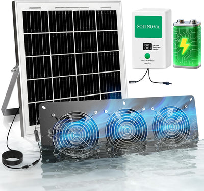 Ventilador solar 25W con batería 7500mAh para entrada o escape