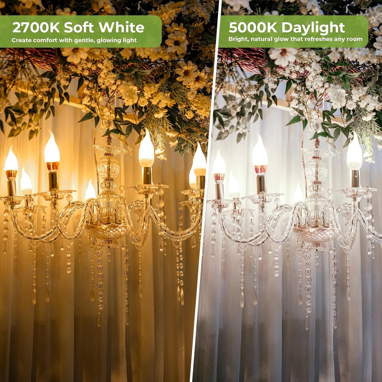 Bombilla E12 LED regulable 2700K blanco suave forma vela pack 6