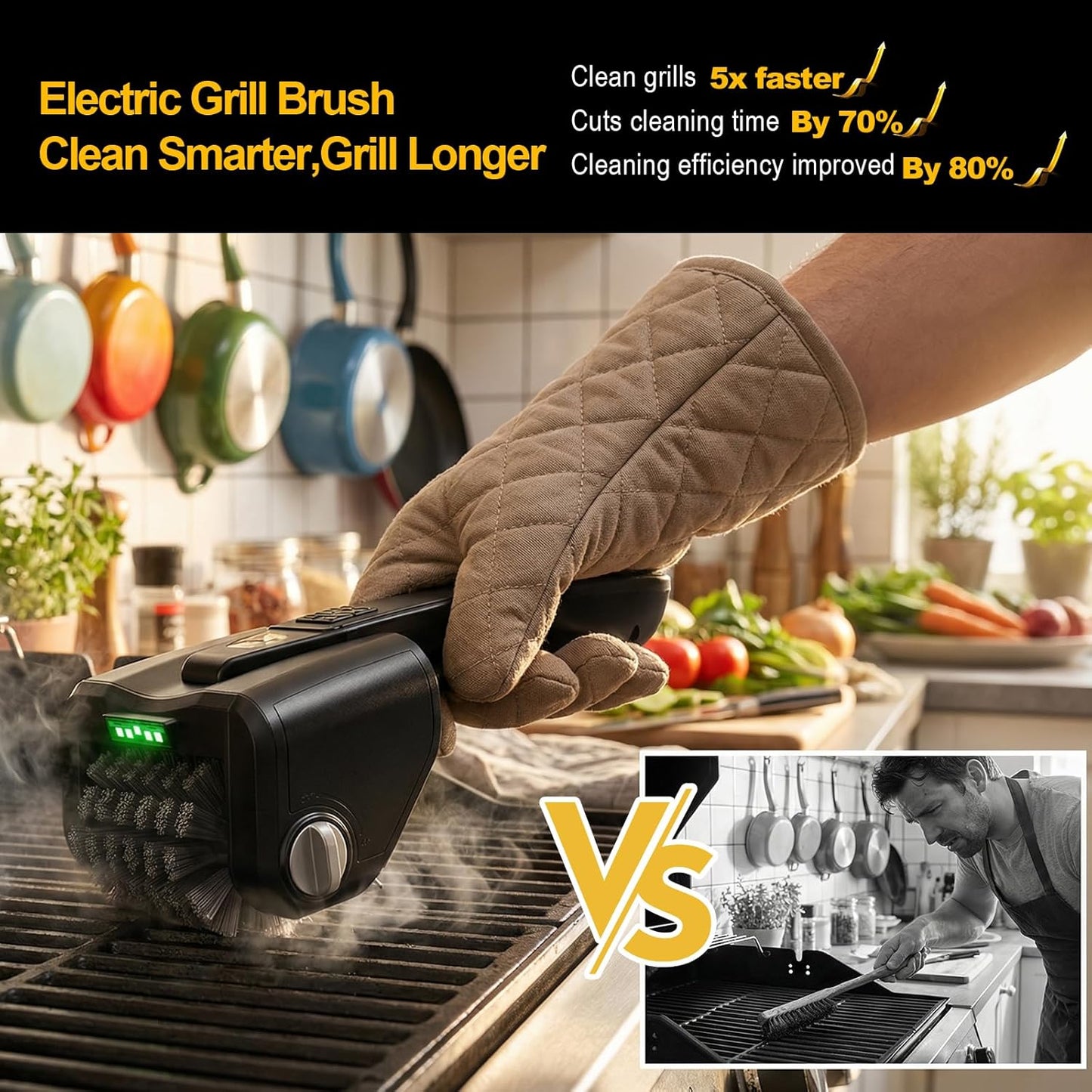 Cepillo eléctrico parrilla motor doble velocidad LED 4000mAh tipo C