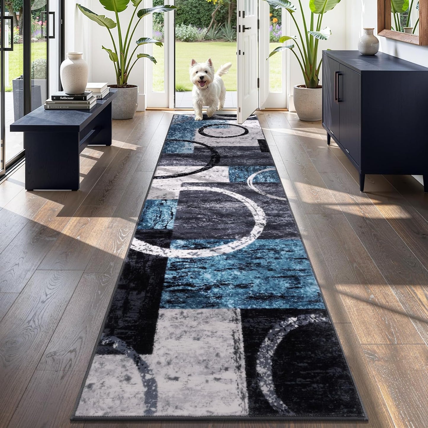 Alfombra pasillo 2x8ft ultra suave antideslizante azul