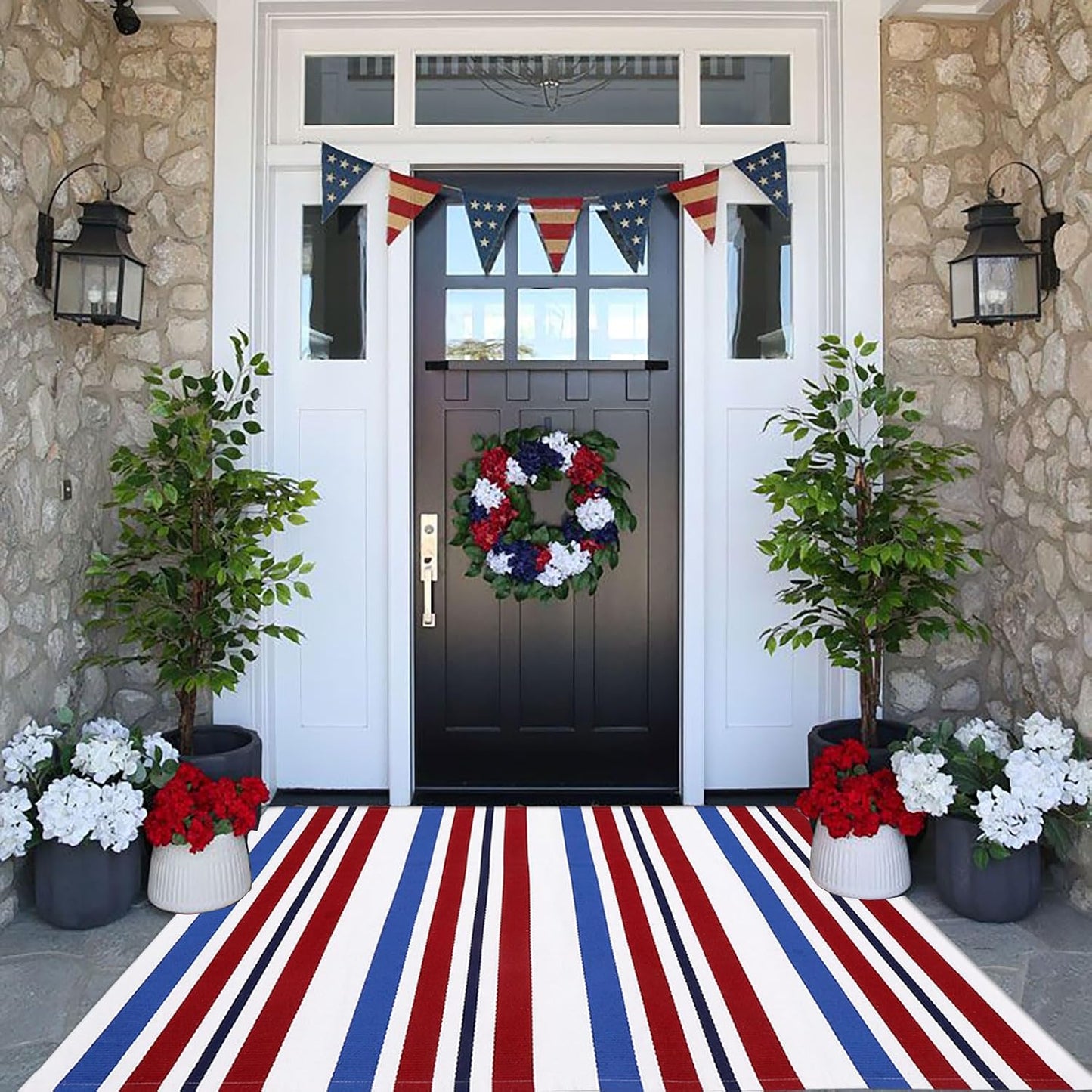 Alfombra puerta 3x5ft estampado 4 de Julio para entrada exterior