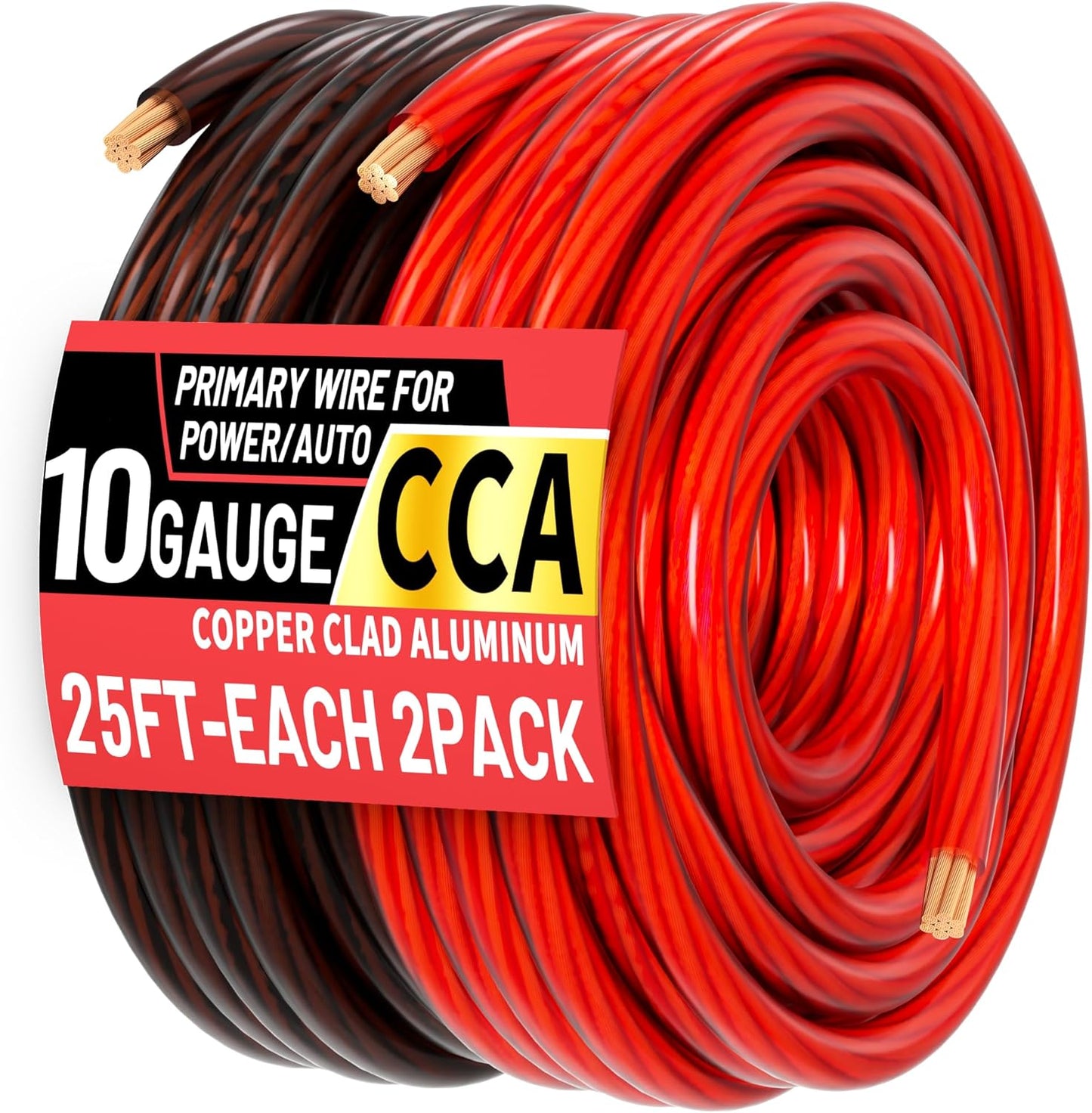 Alambre CCA 10AWG 25ft 2 Pzas Rojo-Negro