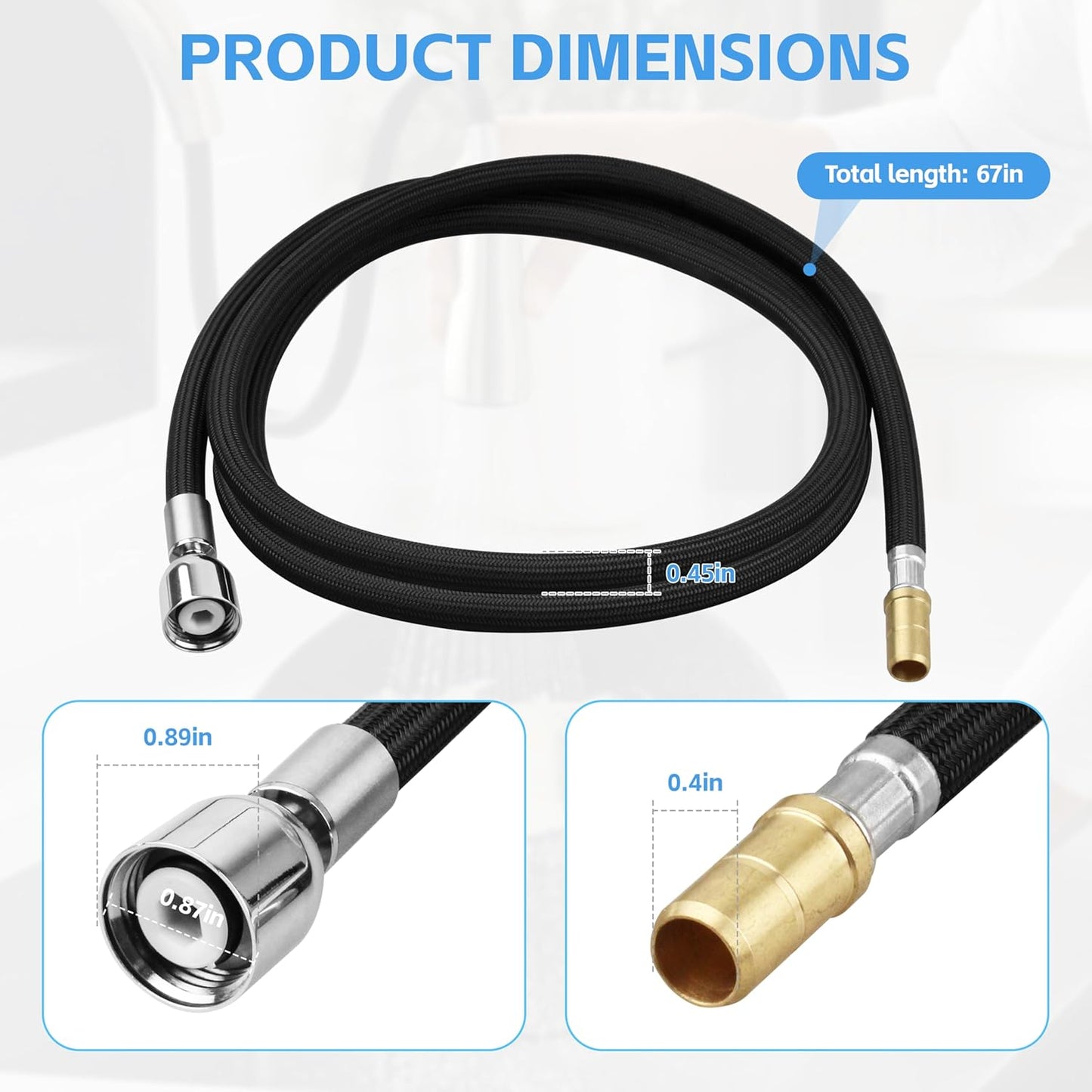 Kit manguera 67pulg grifo cocina Kohler cromo negro