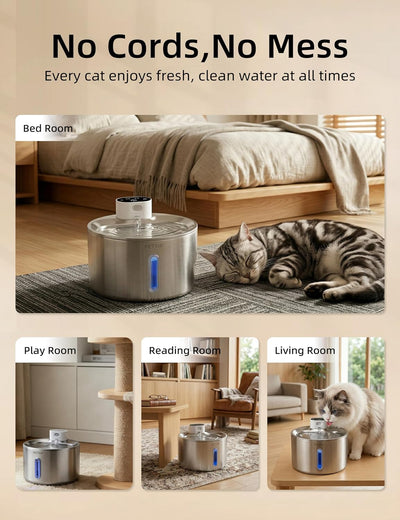 Fuente agua gato acero inox automática 135oz batería 5000mAh