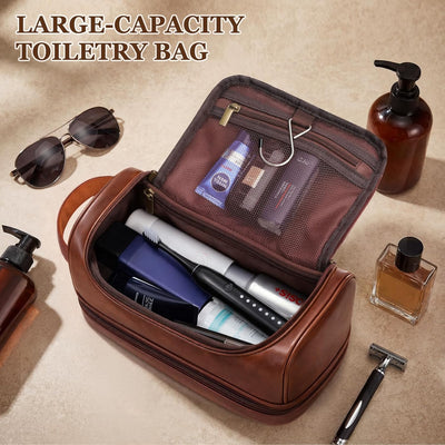 Neceser viaje hombre piel sintética kit afeitado impermeable