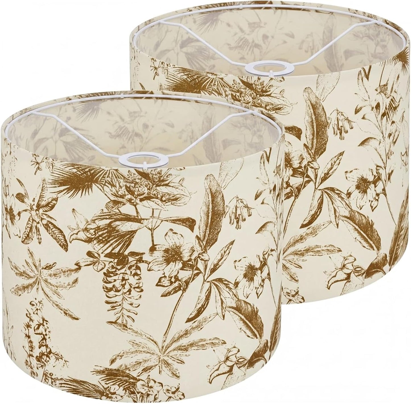 Pantalla lámpara tambor floral 13x13x10pulg 2uds
