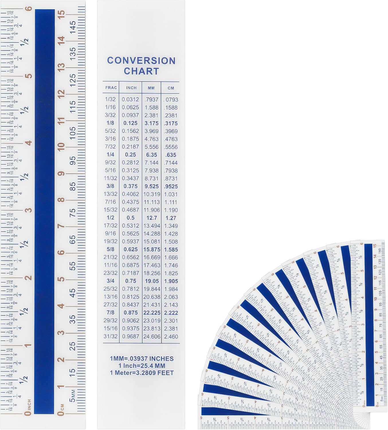 12 Reglas Plástico Flexibles 5.9pulg Tabla Conversión CM/MM