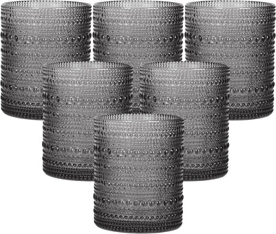 Vasos de cóctel Moretoes 10 oz juego de 6 cristalería vintage texturizado gris