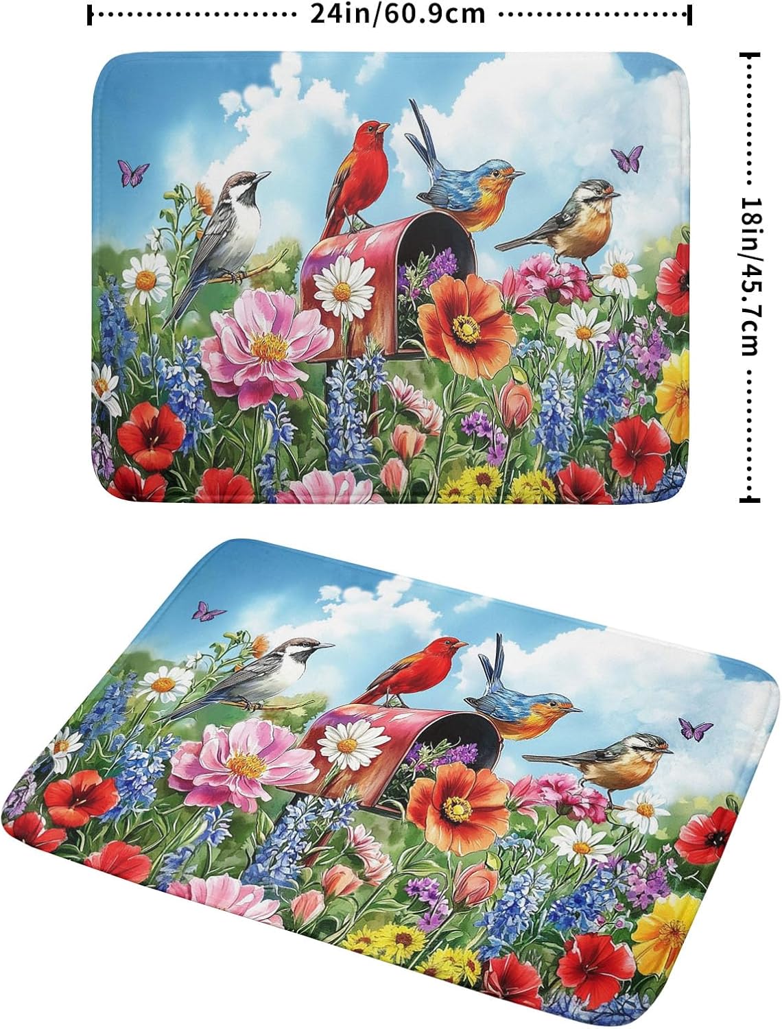Tapete de secado de platos con flores de primavera 18 x 24 pulgadas