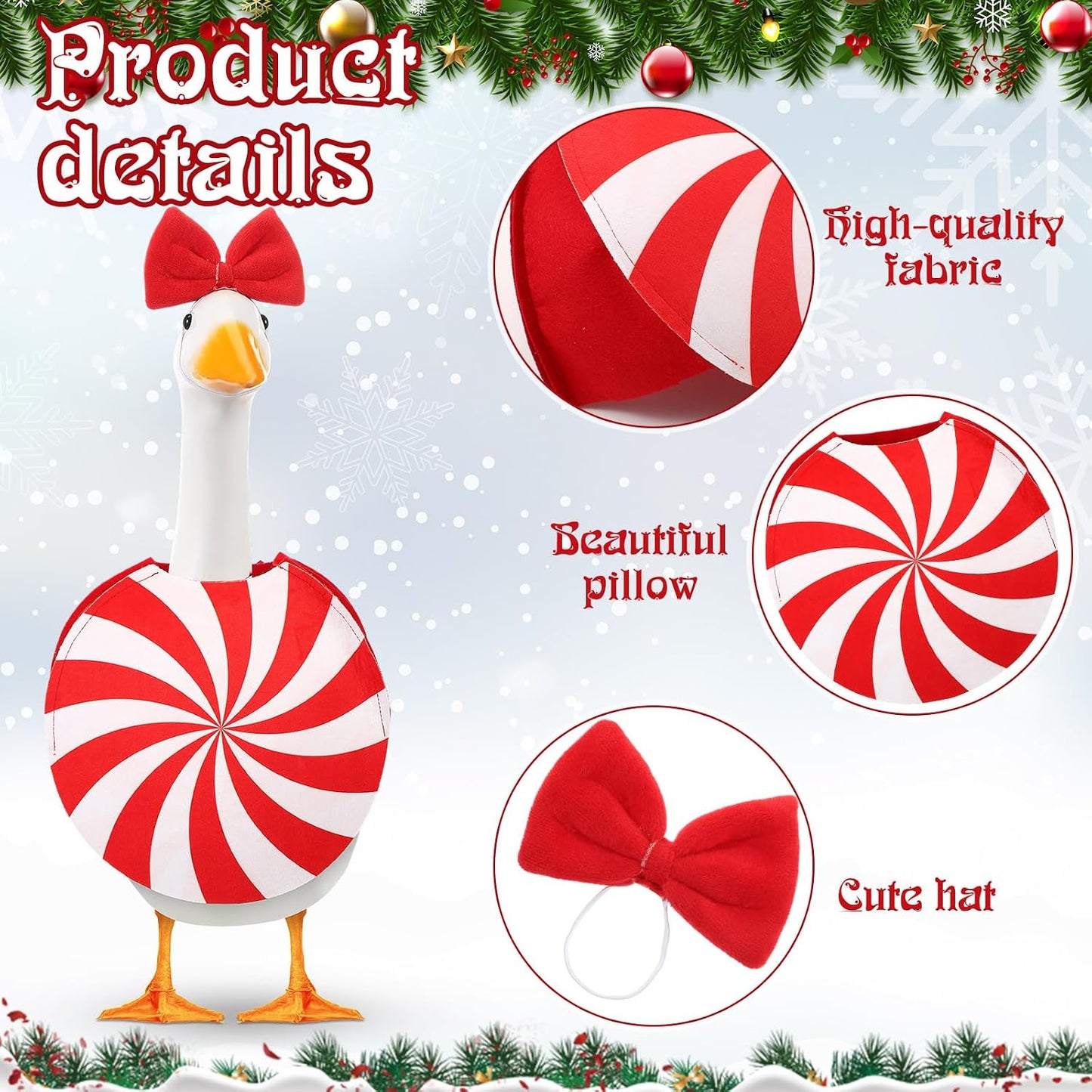 Traje ganso Navidad para césped porche rojo blanco