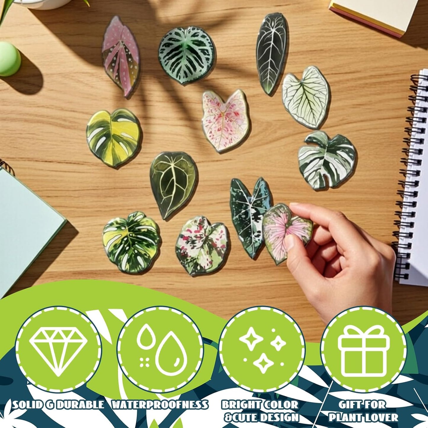Imanes de nevera en forma de hoja tropical 3D para cocina y hogar