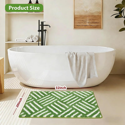 Alfombra baño a rayas verdes antideslizante 20x30pulg microfibra