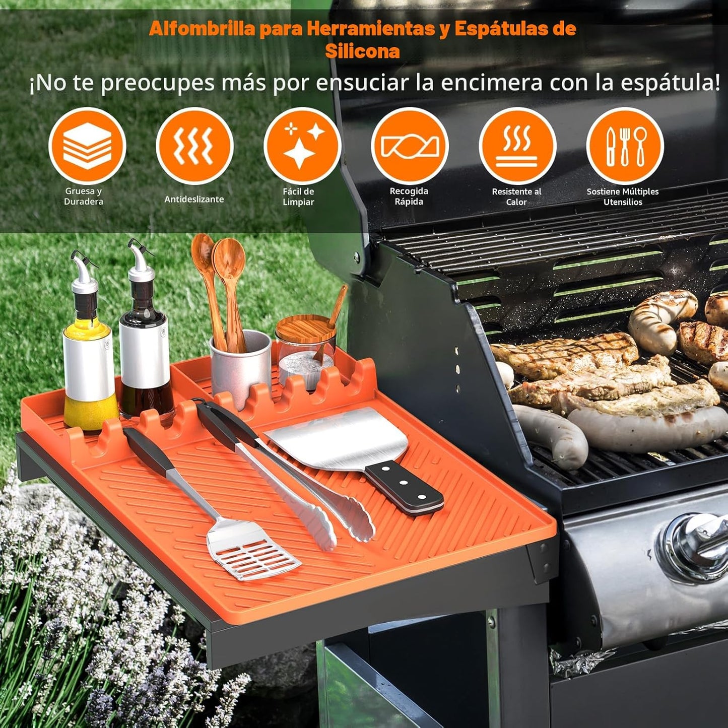 Alfombrilla silicona para parrilla Blackstone con bandeja goteo