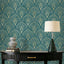 Papel tapiz geométrico Art Deco dorado y verde autoadhesivo