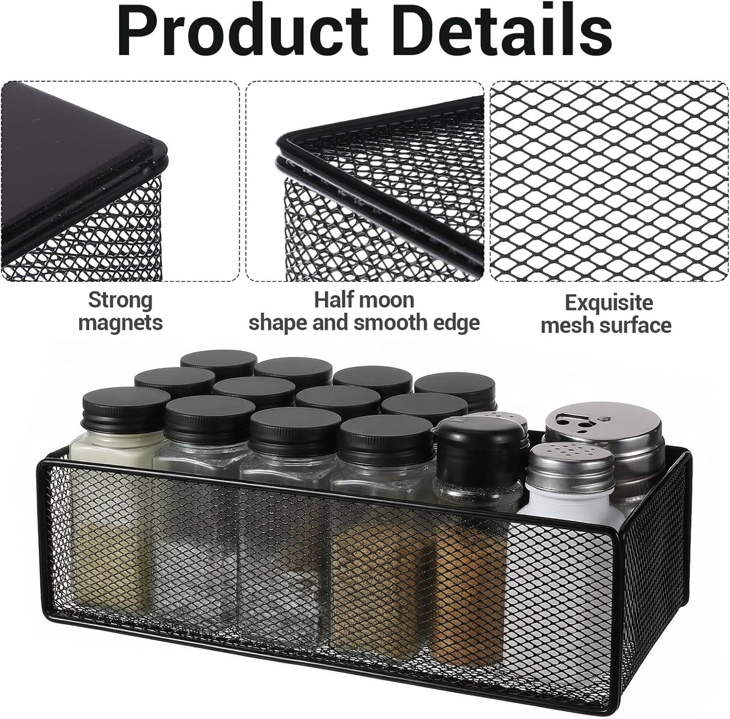 Organizador magnético para refrigerador 2 piezas negro