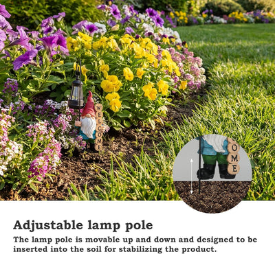 Estatua gnomo con luz solar para jardín patio regalo dia madre