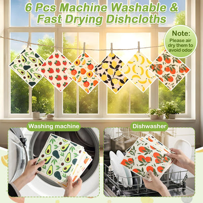 Paquete 6 paños suecos cocina reutilizables superabsorbentes