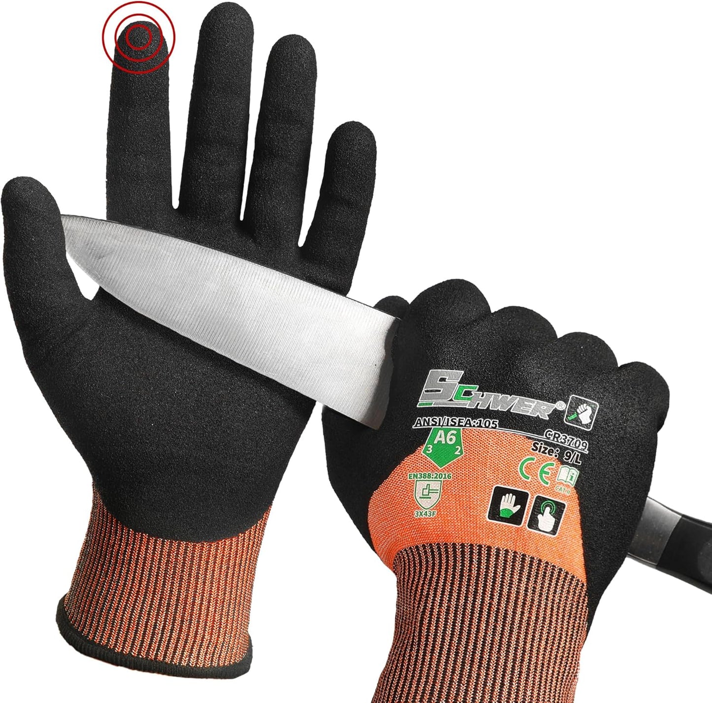 Guantes cortes ANSI A6 revestimiento 3/4 trabajo construcción