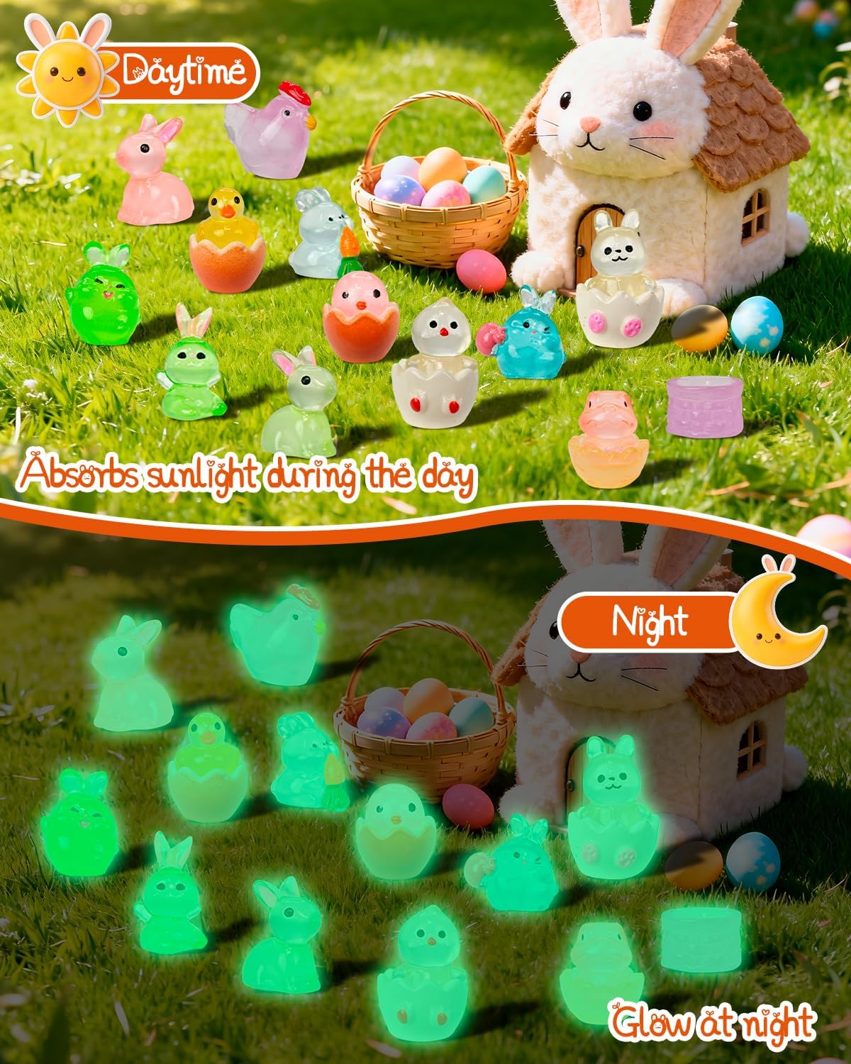 90 Pzas Figuras Resina Pascua Luminosas para Muñecas