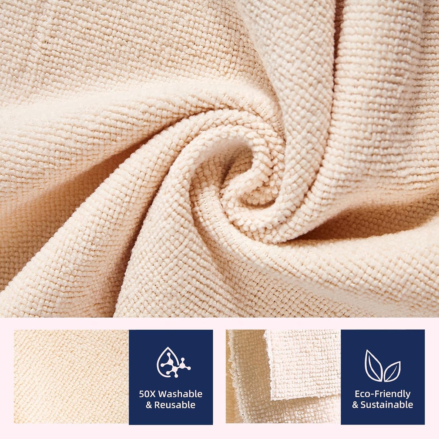 Rollo paño microfibra 12x12pulg set 85 reutilizables beige