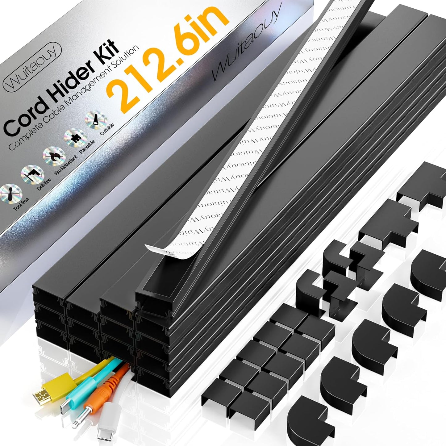 Cubiertas cable pared 212.6pulg para 2-3 cables