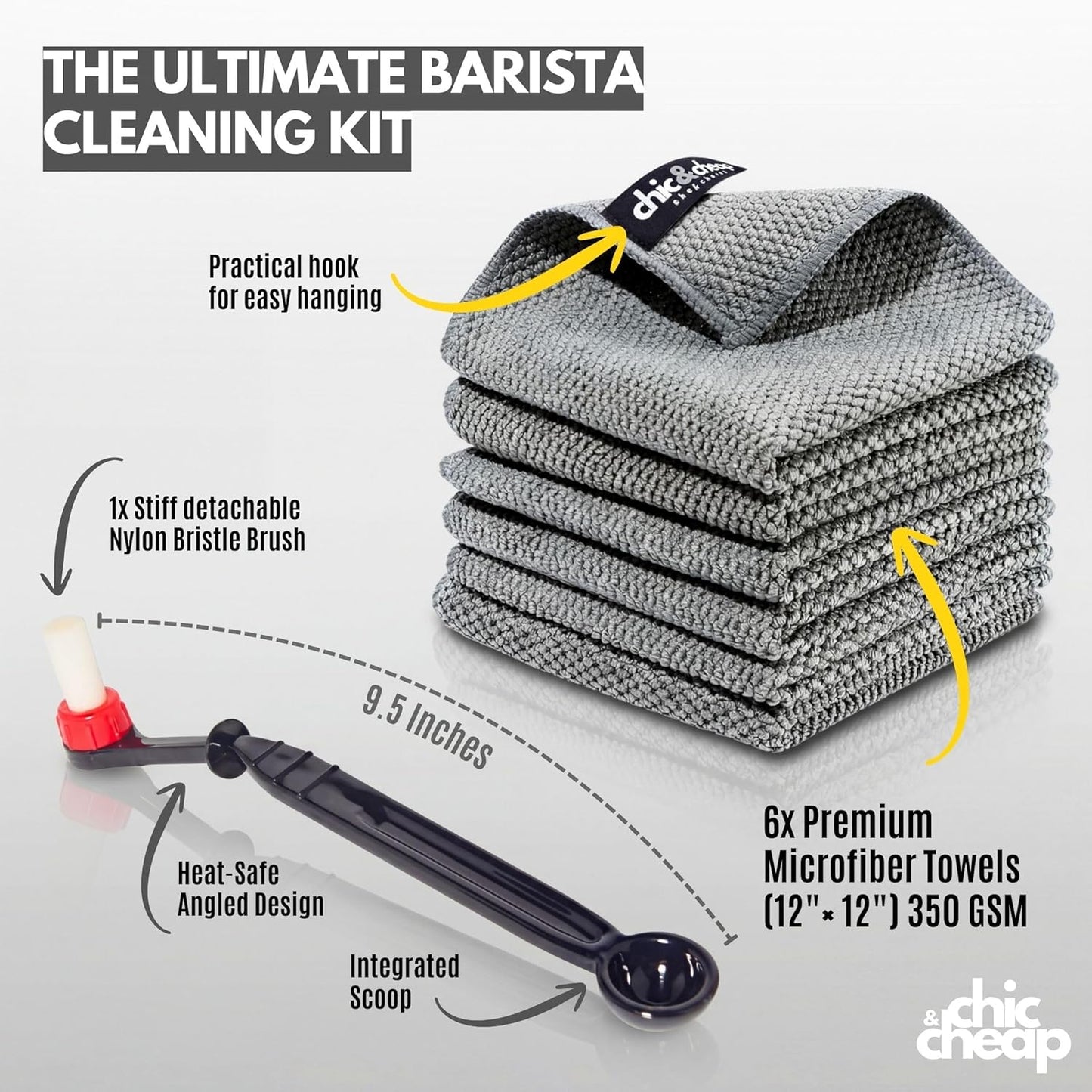 Paquete 6 Toallas Microfibra Kit Limpieza Cafetera Expreso Cepillo