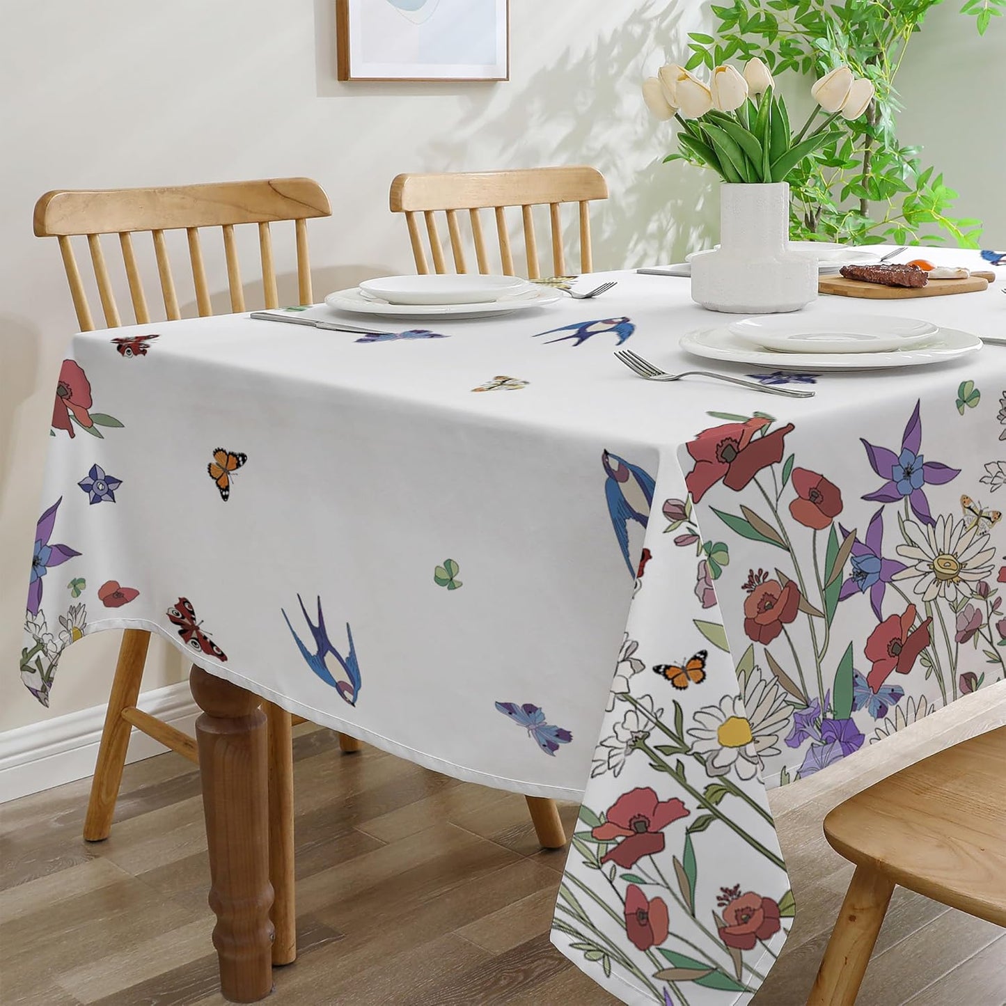 Mantel rectangular primavera 60x84pulg decoración floral hogar