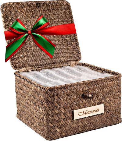 Caja almacenamiento fotos 6 fundas plástico organizador interior