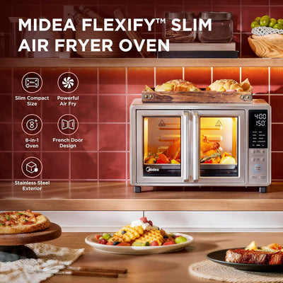 Horno tostador puerta francesa 8en1 freidora aire acero inox