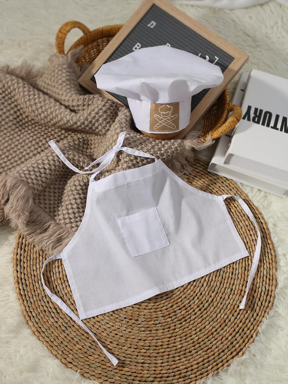 Juego disfraz chef bebé sombrero delantal blanco