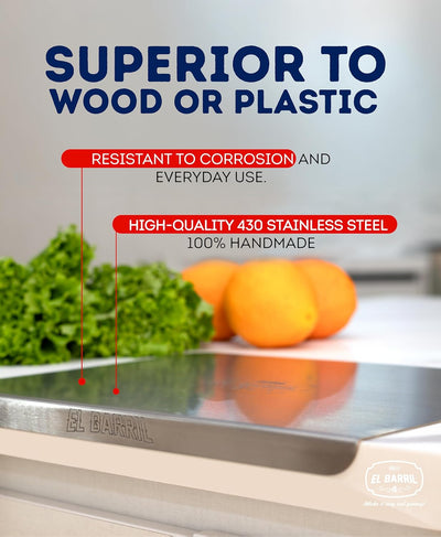 Tabla cortar acero inox con orificio para mango grande