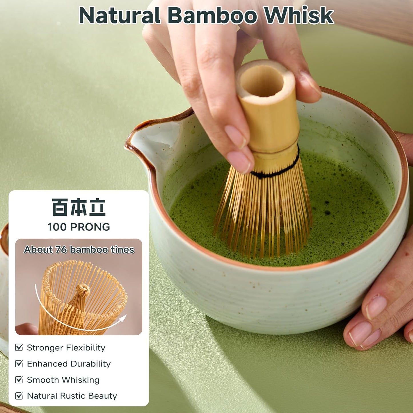 Juego de 2 batidores de matcha de bambú tradicionales japoneses