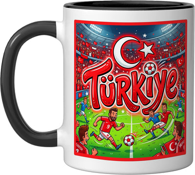 Taza cerámica para fanático del fútbol turco negra/blanca