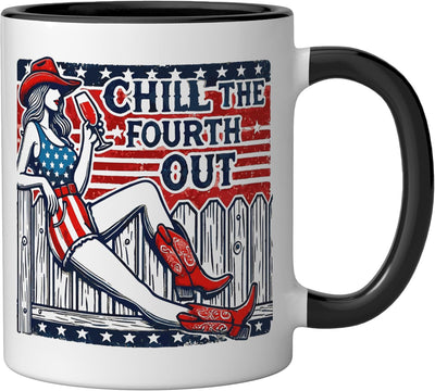 Taza Cerámica 4 de Julio Estampado Negro/Blanco