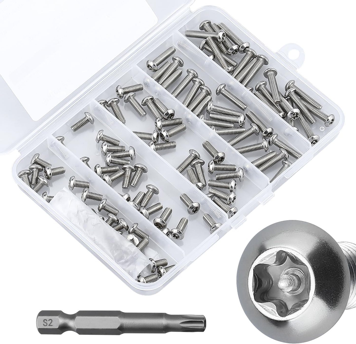 Tornillos Torx M4 con broca acero inox 304 resistentes antirrobo