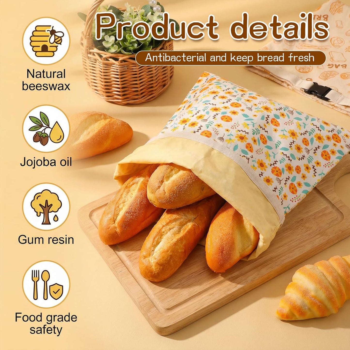 2 Bolsas Pan Cera Abejas 13x17pulg Reutilizables