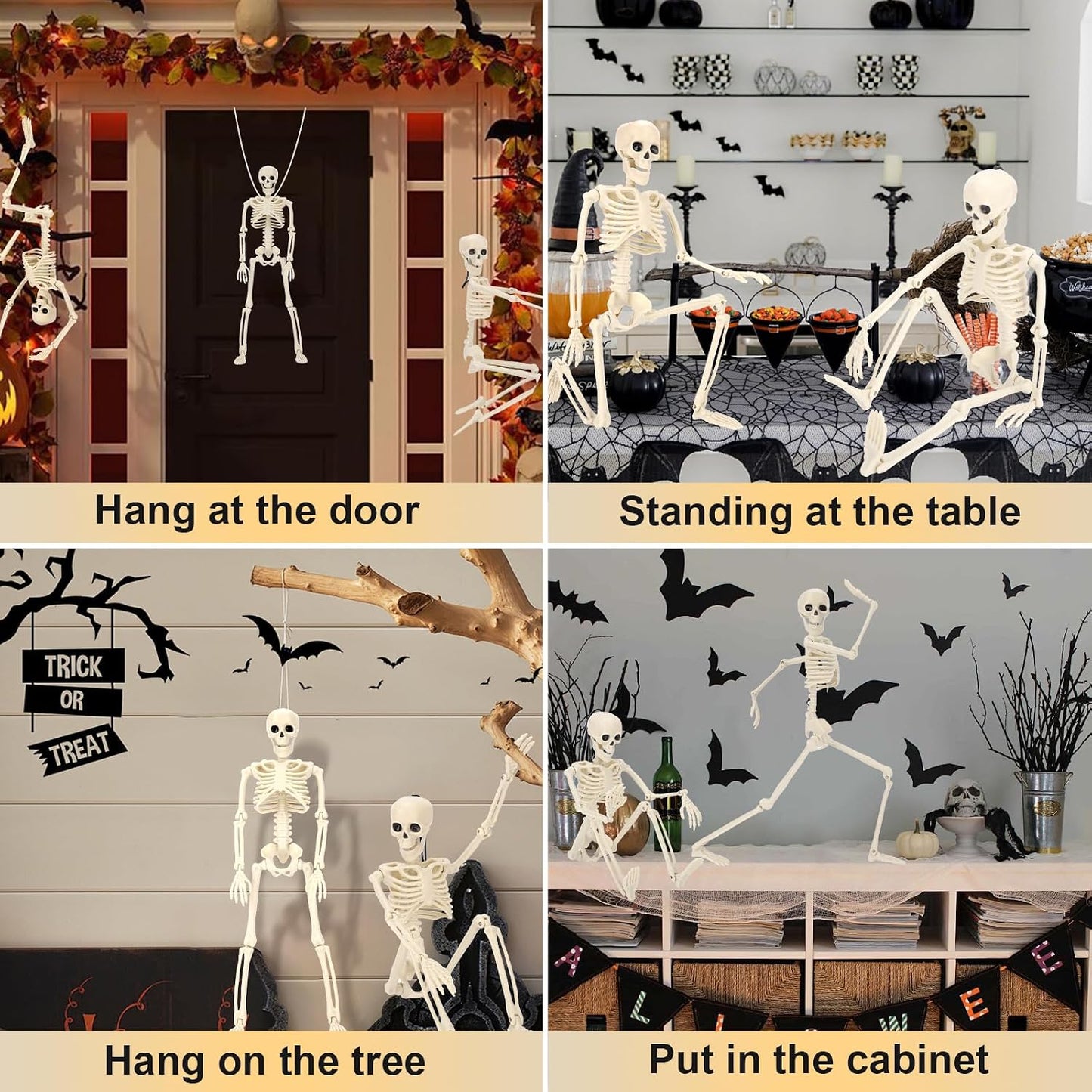 5 Esqueletos Plástico Halloween 16pulg Articulables