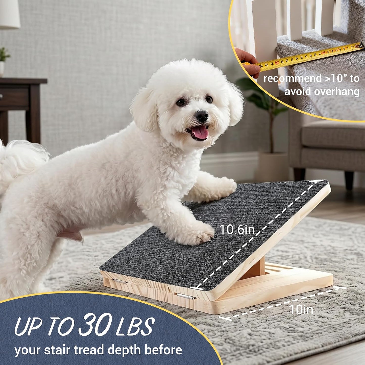 Rampa plegable para perros pequeños con cuñas ajustables de madera