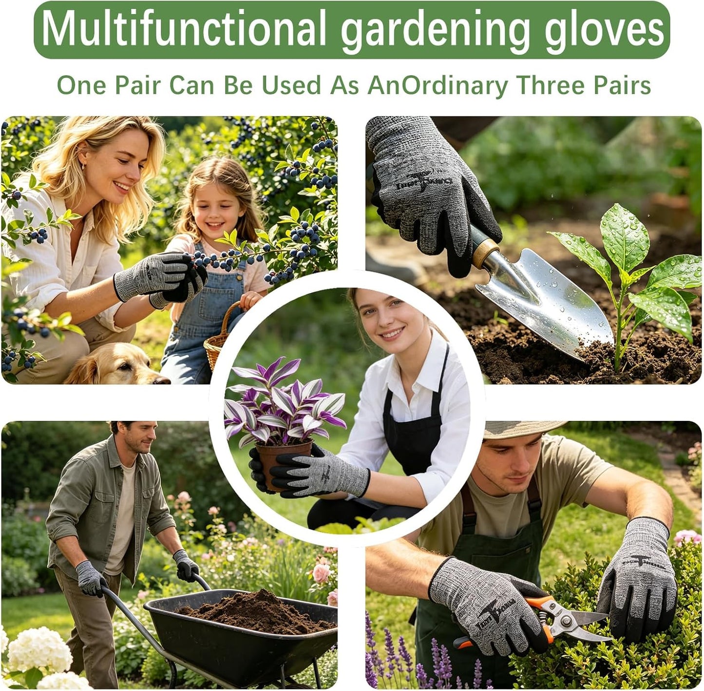 Guantes jardinería unisex látex transpirable