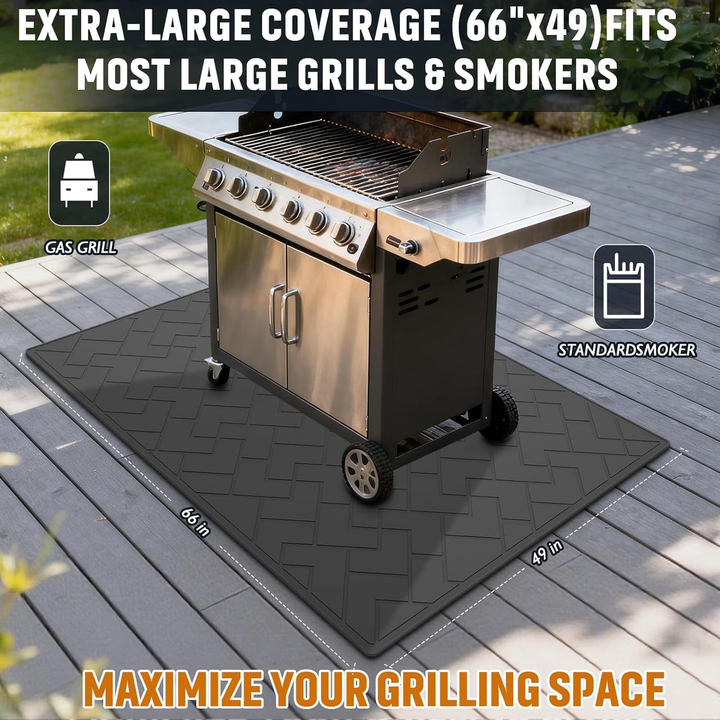 Alfombrilla parrilla al aire libre 66x49pulg TPE impermeable