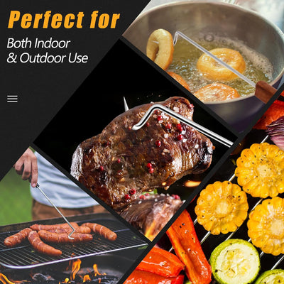 2 Ganchos Giratorios Acero Inox Barbacoa 17.5pulg