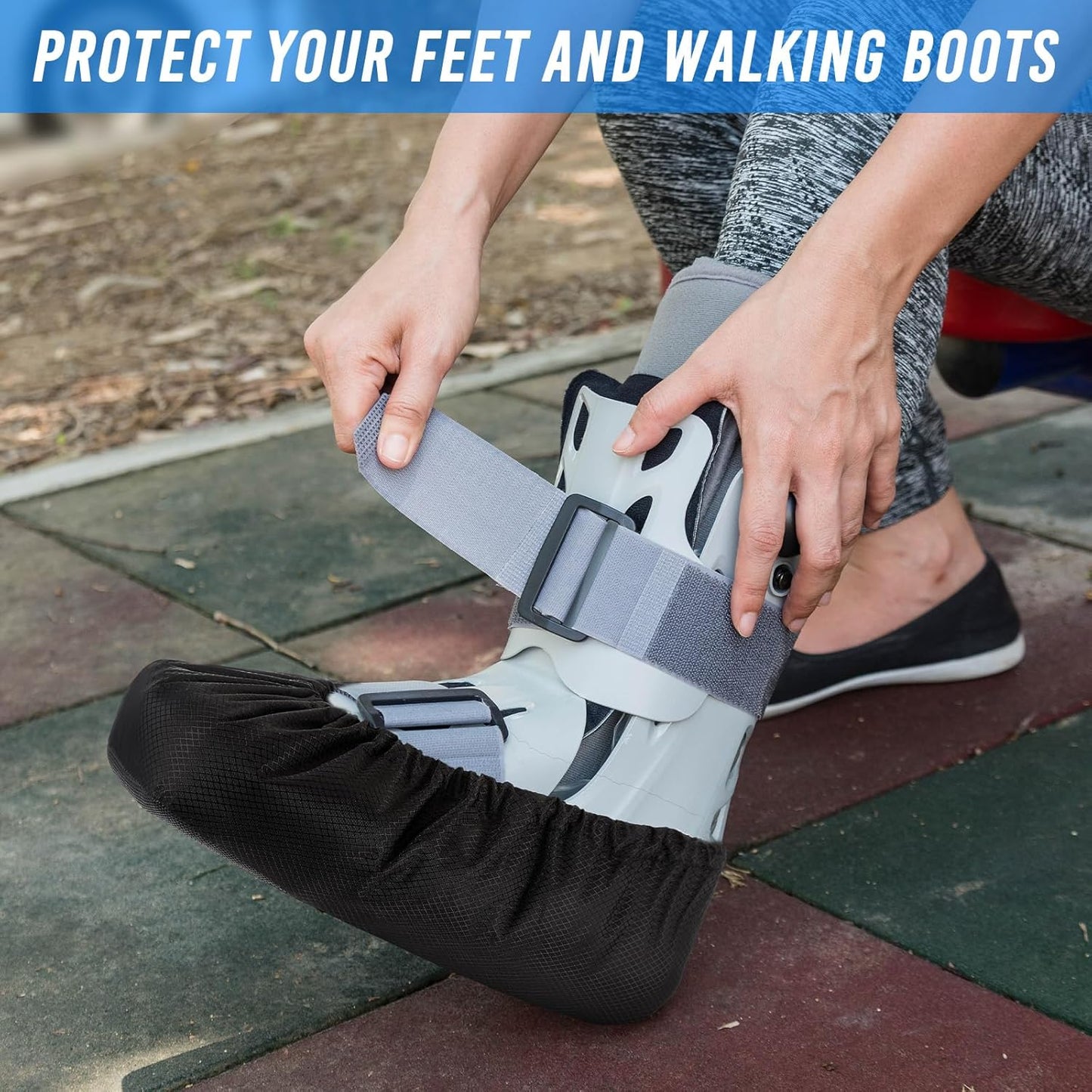2 Fundas Botas Aire Protección Tobillo Impermeable Negro XL