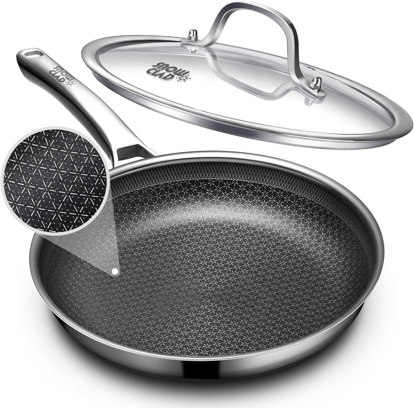 Sartén Antiadherente 12pulg Acero Inox con Tapa