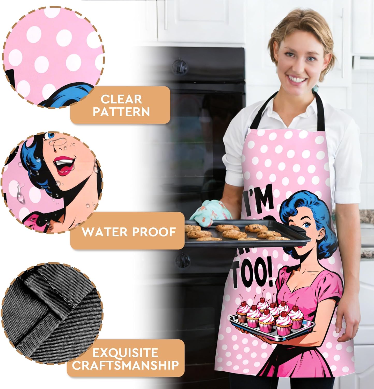 Delantales divertidos para mujer con bolsillos, regalo retro para cocineras
