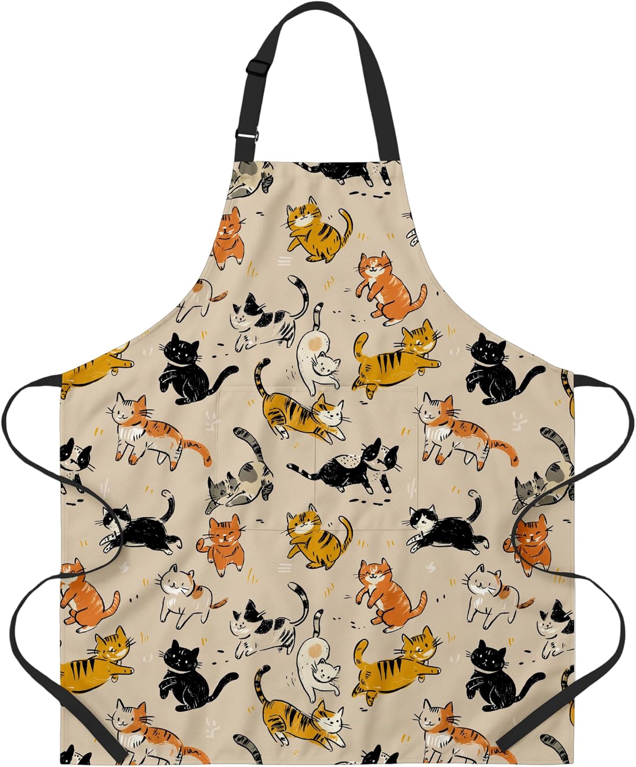 Delantal de gato divertido para mujer madre esposa novia hija amante de los gatos con bolsillos ajustable para cocinar