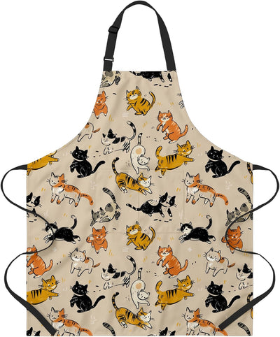Delantal de gato divertido para mujer madre esposa novia hija amante de los gatos con bolsillos ajustable para cocinar