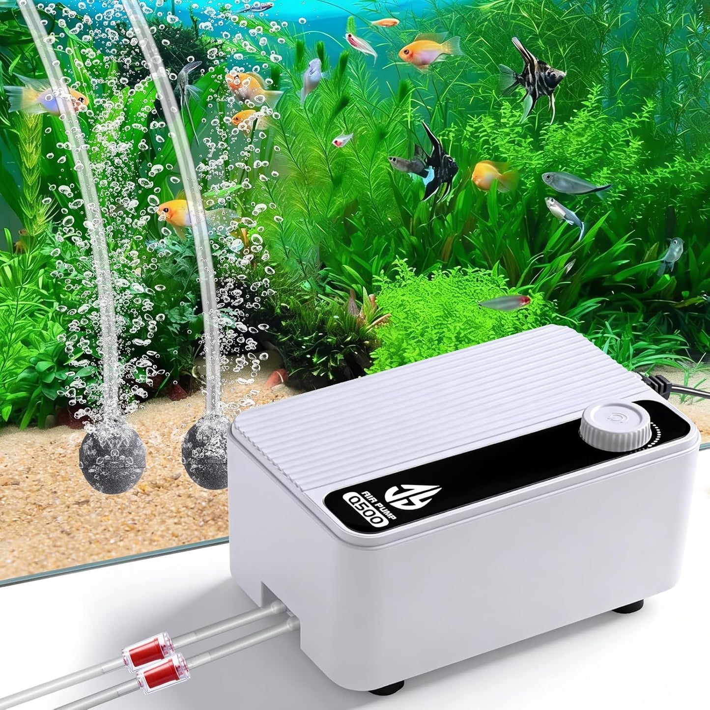 Bomba aire acuario silenciosa 2.3-8 W burbujeador ajustable