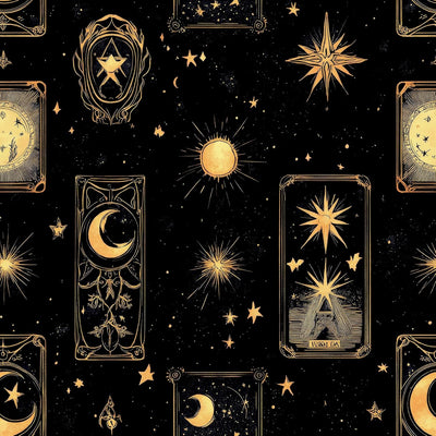 Papel tapiz estrellado negro y dorado 17.5x120" dormitorio