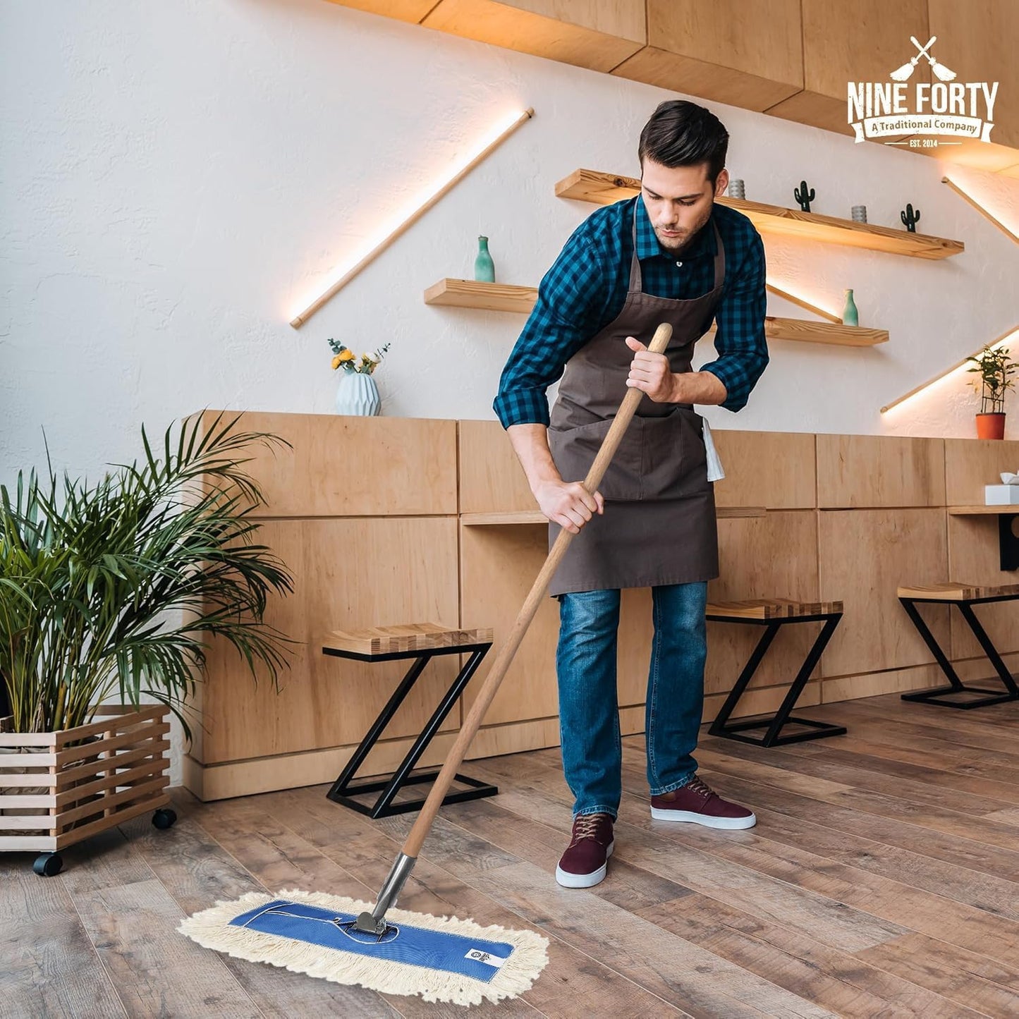 Trapeador algodón 24pulg mango madera para limpieza industrial