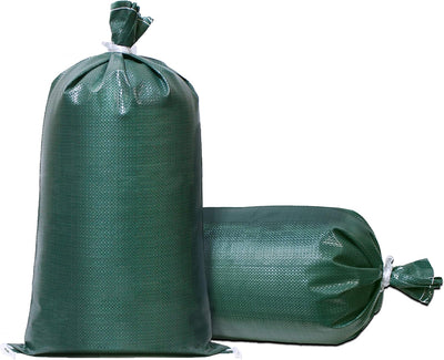 Sacos arena tejido verde duraderos con lazos 14x26pulg 20uds